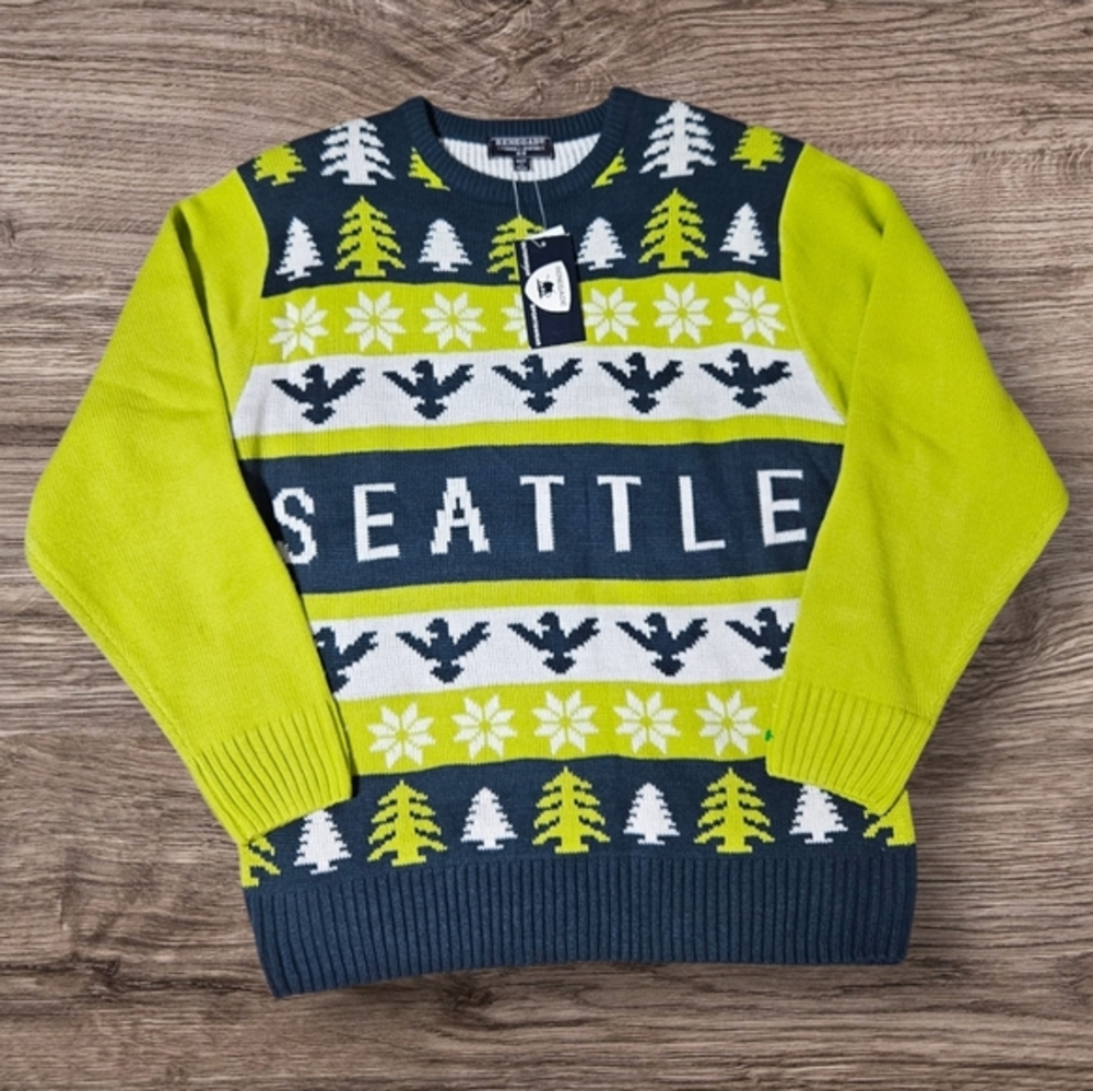NWT Seattle Seahawks NFL Christmas Theme Pullover Sweater Green Size‎ M Renegade
